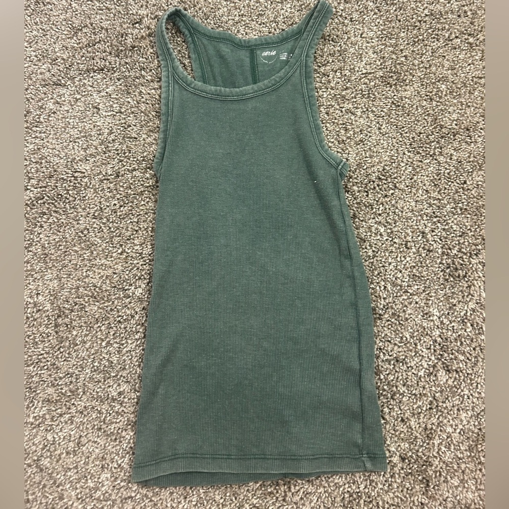 Aerie Forest Green Ribbed Tank